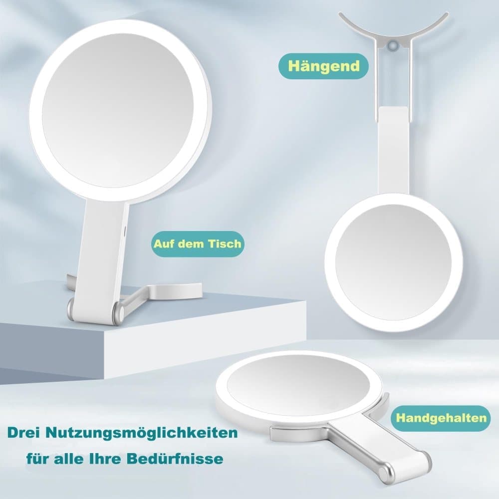 LED Makeup Mirror Double-Sided with Adjustable Light, 1x Magnifying Mirror for Skin Care, Compatible with All Brands, 20X/1X
