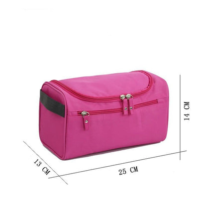 Waterproof makeup bag with 3 compartments and handle, hanging toiletry bag for men and women, Gray