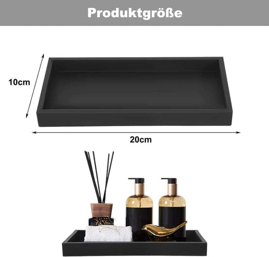 Black silicone storage tray, 20 x 10 cm rectangle with low sidewalls