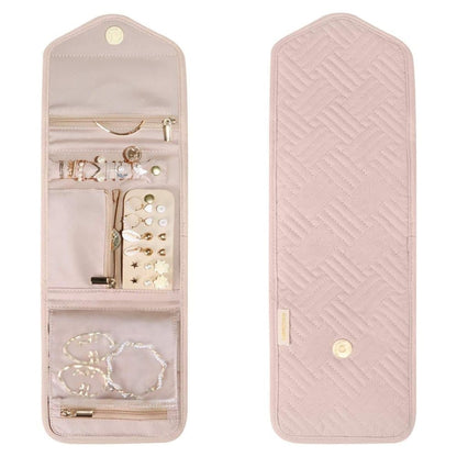 Pink Travel Jewelry Box with Compartments, 15cm, Compact Jewelry Storage Bag Easy to Carry in Your Bag