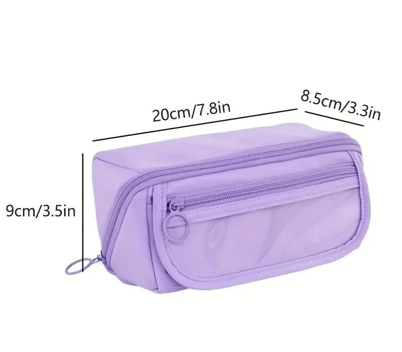 Large Waterproof Pencil Case with Zipper, Multifunctional Travel Pencil Box for Students & Office, Brown