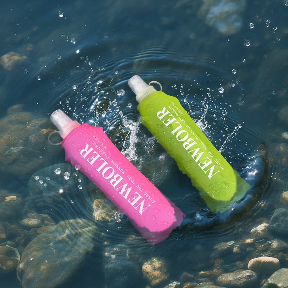 150ml 250ml 500ml Foldable Water Bottle BPA-Free Soft Bottle for Marathons Camping Hiking, 500ML, Dark Pink