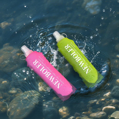 150ml 250ml 500ml Foldable Water Bottle BPA-Free Soft Bottle for Marathons Camping Hiking, 500ML, Dark Pink