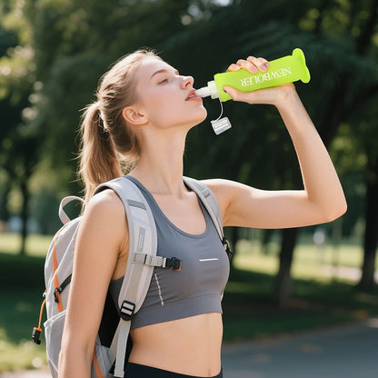 150ml 250ml 500ml Foldable Water Bottle BPA-Free Soft Bottle for Marathons Camping Hiking, 500ML, Dark Pink
