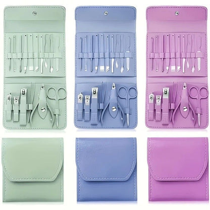 16-Piece Nail Care Set, Portable Professional Manicure and Pedicure Kit, Blue