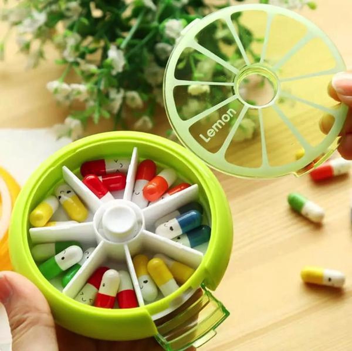 Pill box with automatic twist mechanism | Medicine for a week | Nice design | Orange