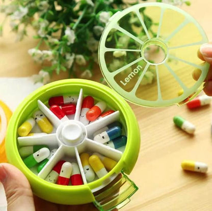 Pill box with automatic twist mechanism | Medicine for a week | Nice design | Orange