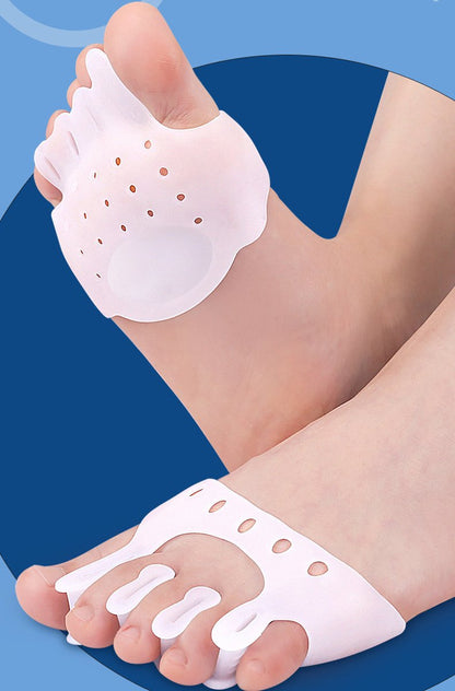 Silicone Toe Corrector 5-Hole | Toe Spreader | Hallux Valgus | Straighten Toes | Shock Absorbing | With Holes | White | 1 Pair