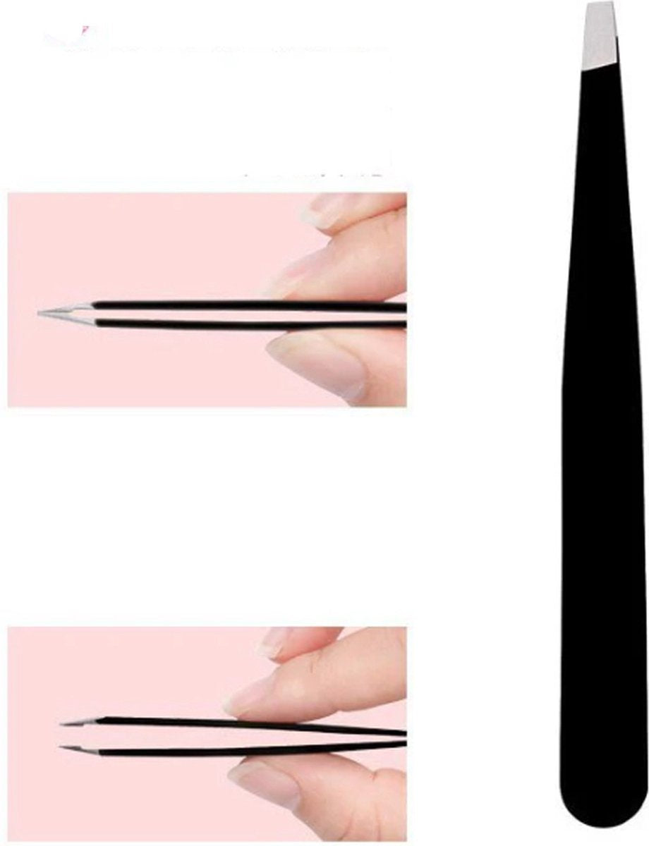 Eyebrow Plucking Tweezers Stainless Steel | Eyebrow Hair Removal | Facial Hair Removal | 8.5 CM | Black