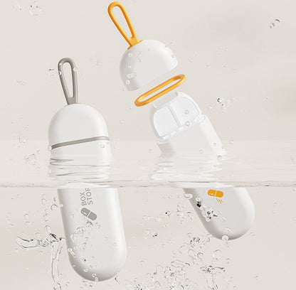 Portable | Pill Box | Pill Box | Medicine Box | Waterproof | Pill Box Tube | 3 Compartments | Incl. Hanging Hook | Grey