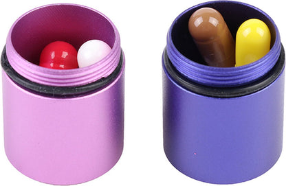 Pill Box | Pill Box | Medicine Box | Reversible | Aluminum | Pill Box Tube | 8 Compartments | Reversible | Incl. Carabiner | Multicolor
