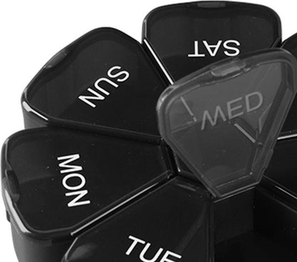 Round Flower Medicine Box | Pill Box | Pill Box | Medicine Box | Pill Box | 7 Days | Black