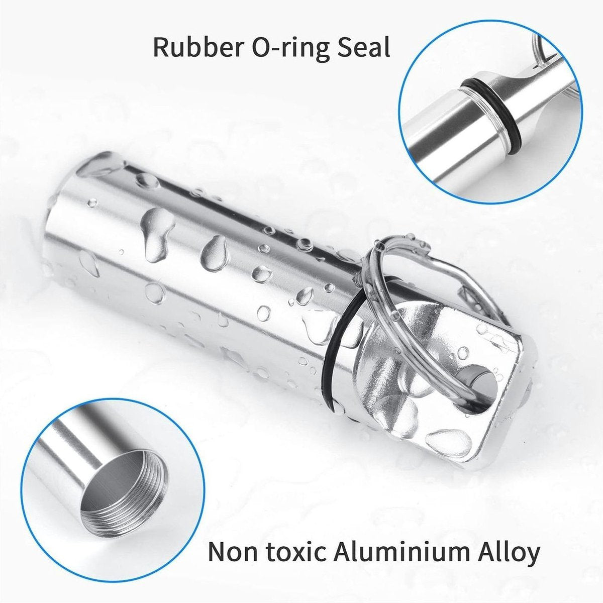 Luxury Pill Box Keychain | Medicine Box | Pill Box | Pill Container | Aluminum | Waterproof | Blue