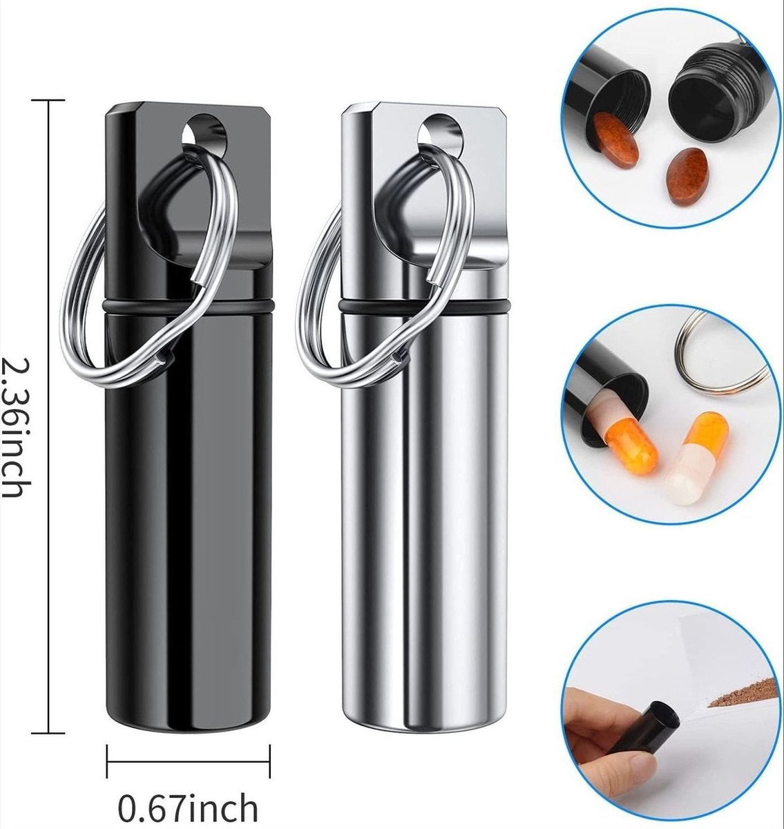 Luxury Pill Box Keychain | Medicine Box | Pill Box | Pill Container | Aluminum | Waterproof | Blue