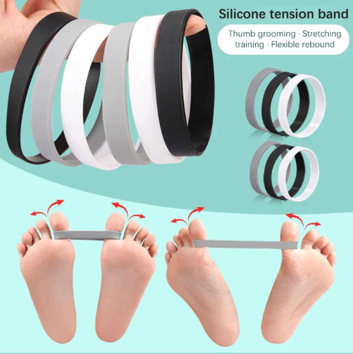 Elastic Toe Spreader | Elastic Toe Stretcher | Orthopedic Training | Hallux Valgus Toe Corrector | Straightening the Big Toe | Gray
