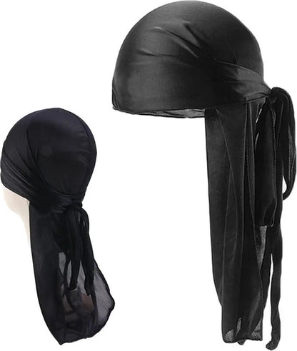 Durag Bandana | Silky Soft | Headscarf | Headband | Hairnet | Unisex | Black