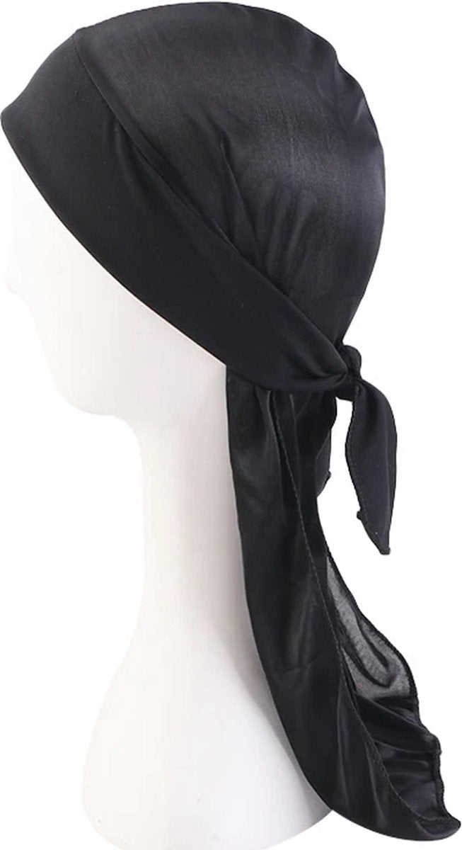 Durag Bandana | Silky Soft | Headscarf | Headband | Hairnet | Unisex | Black