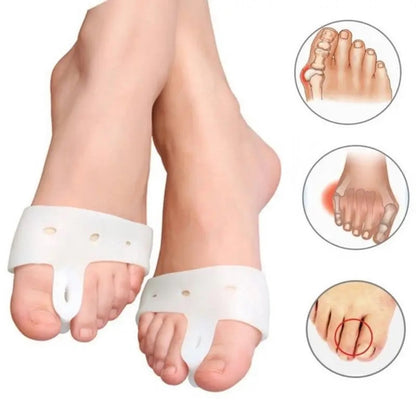 Hallux Valgus Silicone Toe Corrector | Toe Separator | Straighten Big Toe | Shock Absorbing | With Holes | White | 1 Pair