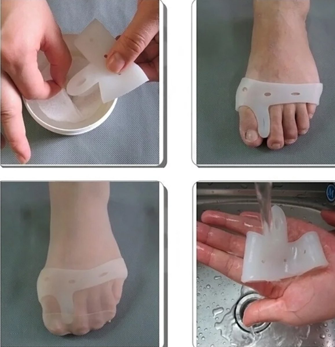 Hallux Valgus Silicone Toe Corrector | Toe Separator | Straighten Big Toe | Shock Absorbing | With Holes | White | 1 Pair