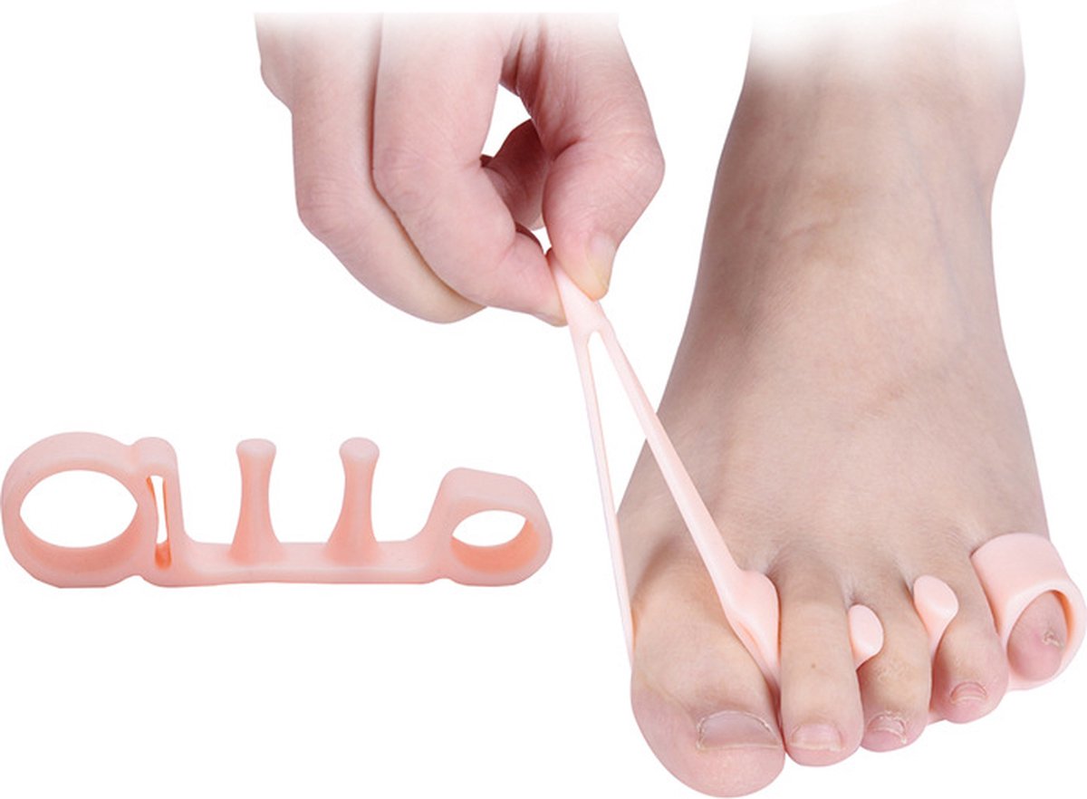 Toe Corrector for 5 Toes | Toe Separator | Hallux Valgus | Toe Straightening | Silicone Gel Toe Separator | White | 1 Pair