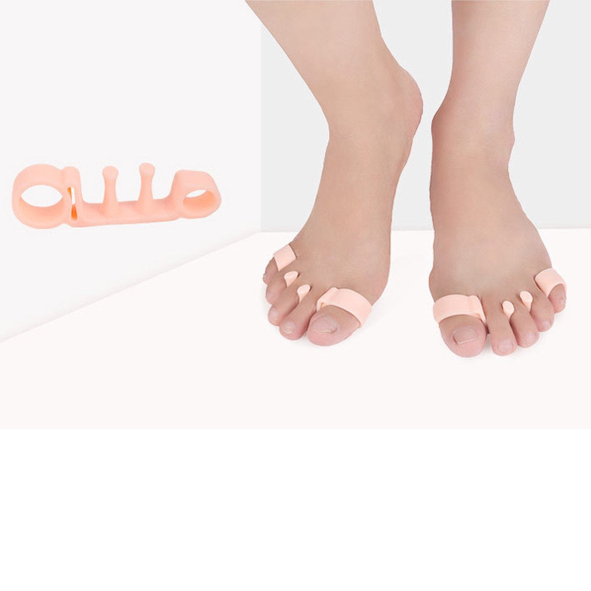 Toe Corrector for 5 Toes | Toe Separator | Hallux Valgus | Toe Straightening | Silicone Gel Toe Separator | White | 1 Pair
