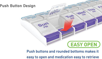 Medicine box | Pill box | Pill case | Medicine box | Pill Box | With Push Button | 7 days | 2 Daily portions