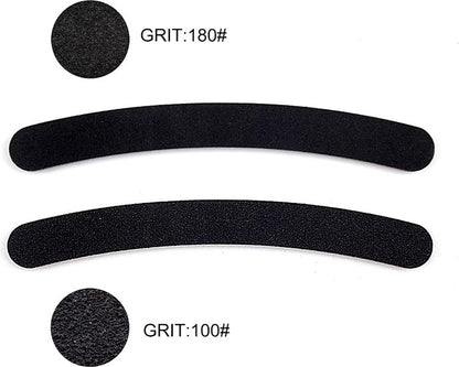5x Boomerang Files 100/180 Grit | Curved Nail Buffer | Nail File | Polishing Block | Nail Polishing Block | Buffer Block | Nail Buffer | 17 x 2 Cm | Black