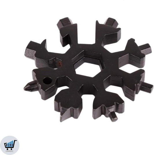 Snowflake-shaped multifunctional tool, black metal bottle opener and screwdriver