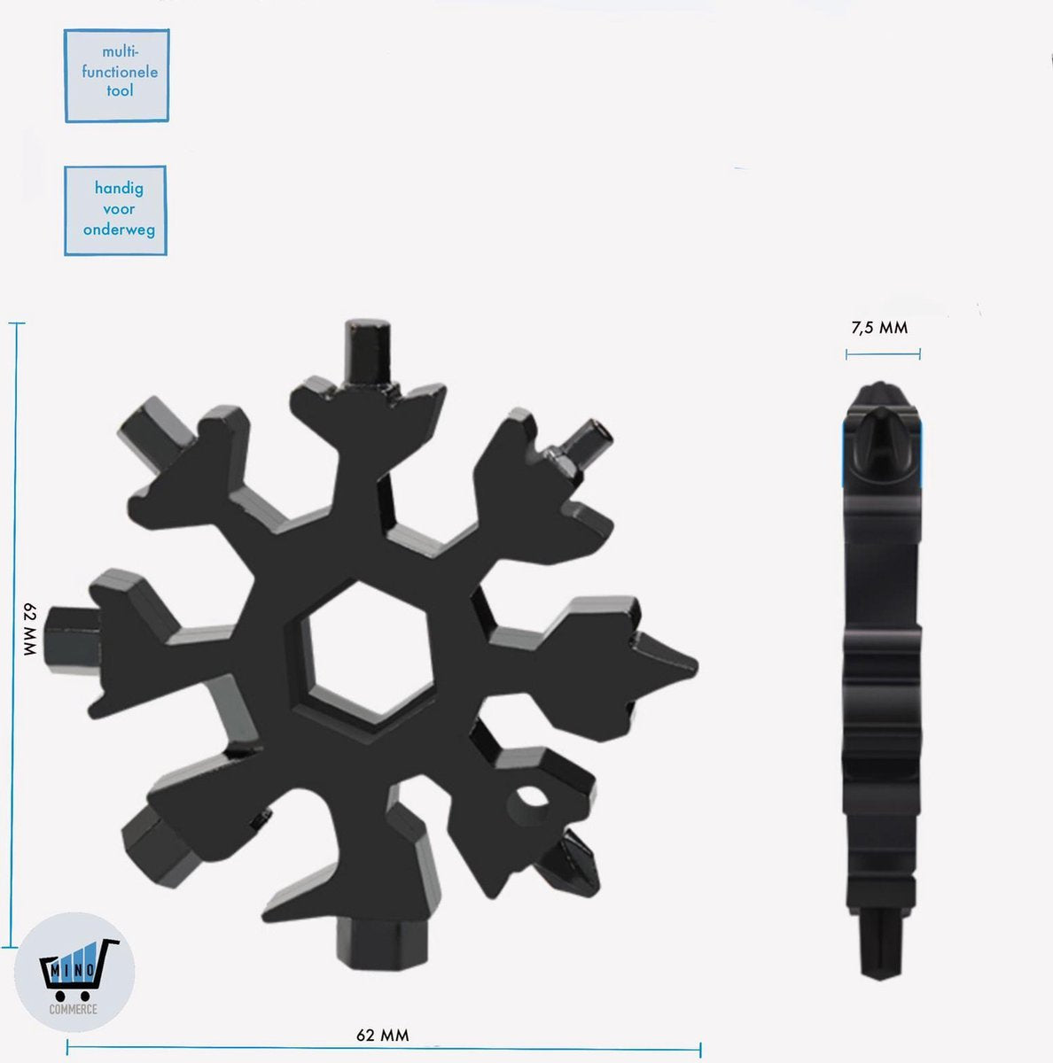 Snowflake - 18 in 1 Multifunctional tool – Stainless Steel Bottle Opener and Screwdriver.