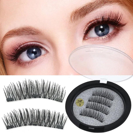 3D false eyelash set with multiple wispy black lashes and curved band