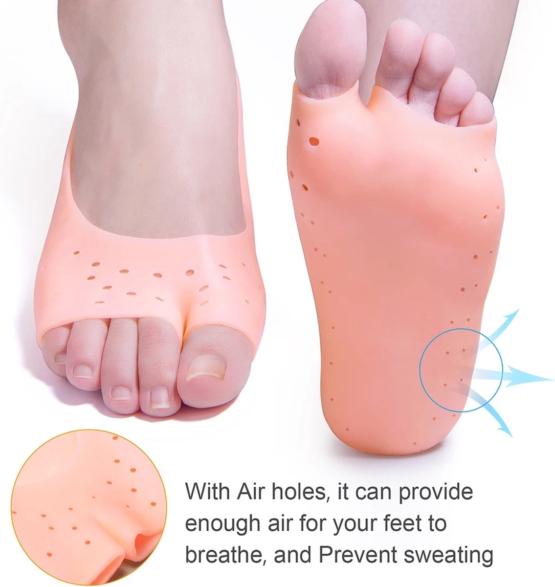 Pair Silicone Gel Socks | Heel Protectors | Heel Insoles | Heel Cushions | Heel Socks | One Size | Beige