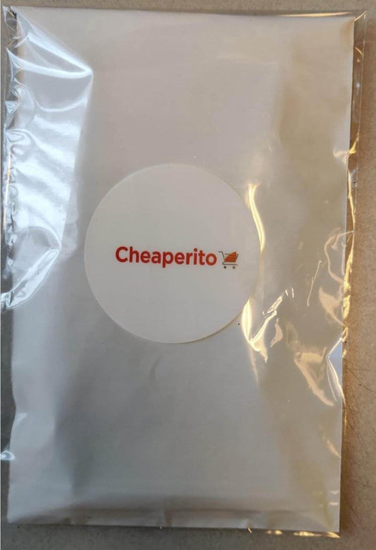 Packaged back scratcher in clear plastic bag with Cheaperito label
