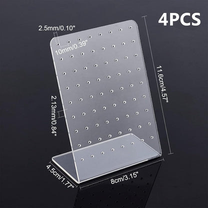 Acrylic Earring Holder - 4-Piece Set with 72 Compartments Earring Display Stand Retail Display Cabinet Earring Display Stand Personal Storage 3x2x4.5 inches