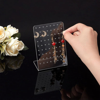 Acrylic Earring Holder - 4-Piece Set with 72 Compartments Earring Display Stand Retail Display Cabinet Earring Display Stand Personal Storage 3x2x4.5 inches