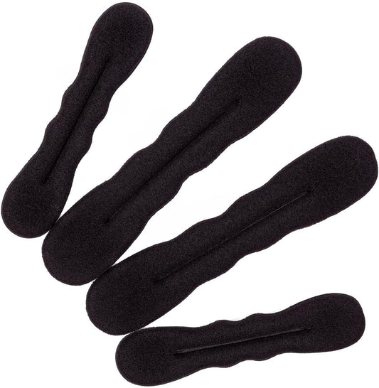 Set of four black foam hair rollers for mushroom-style updos