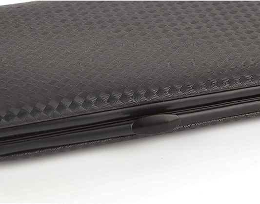 Black nail care case with textured surface and hinged lid