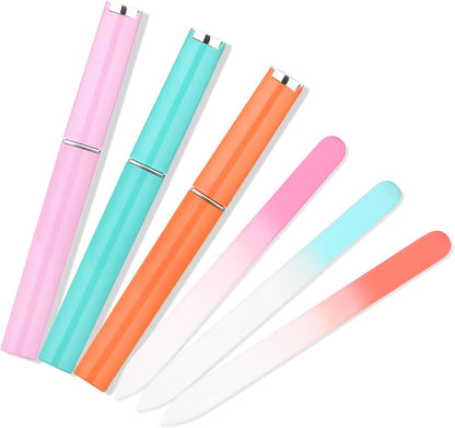 Glass Nail File Set 3-Piece – Double-Sided, with Case, Gift for Women