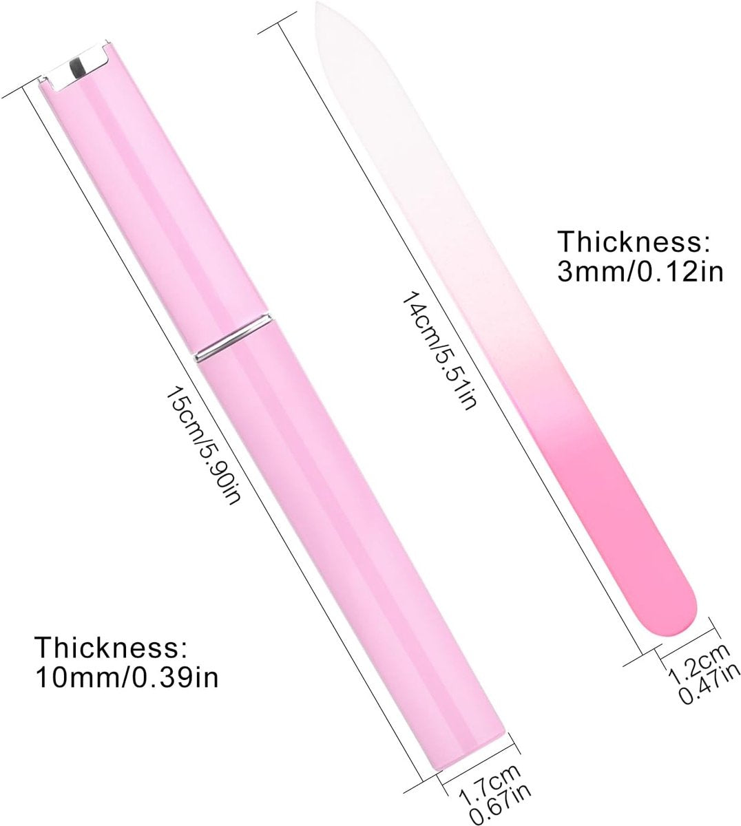 Glass Nail File Set 3-Piece – Double-Sided, with Case, Gift for Women