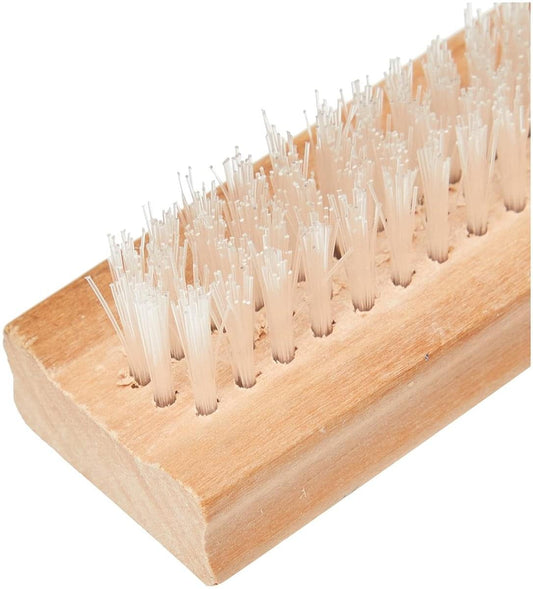 Wooden nail brush block with dense soft white bristles