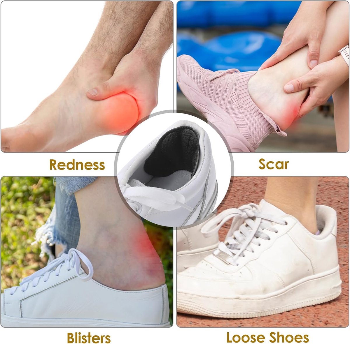 4-Pair Heel Sole - Anti-Slip Heel Sole for High Heels & Dress Shoes - Anti-Slip Heel - Self-Adhesive Heel Sole - Suitable for Loose-fitting Shoes, Anti-Slip Heel Sole - Unisex Anti-Wear Heel Protectors