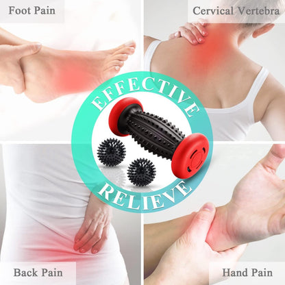 Foot Massage Roller - With 3 x Massage Balls - Foot Massage - Foot Reflexology - Plantar Fasciitis - Foot Roller - Massage Ball - Foot Massage - Massage Roller - Trigger Point Ball - Foot Massage Device - Foot Roller - Feet Massage Muscle Fascia Release B