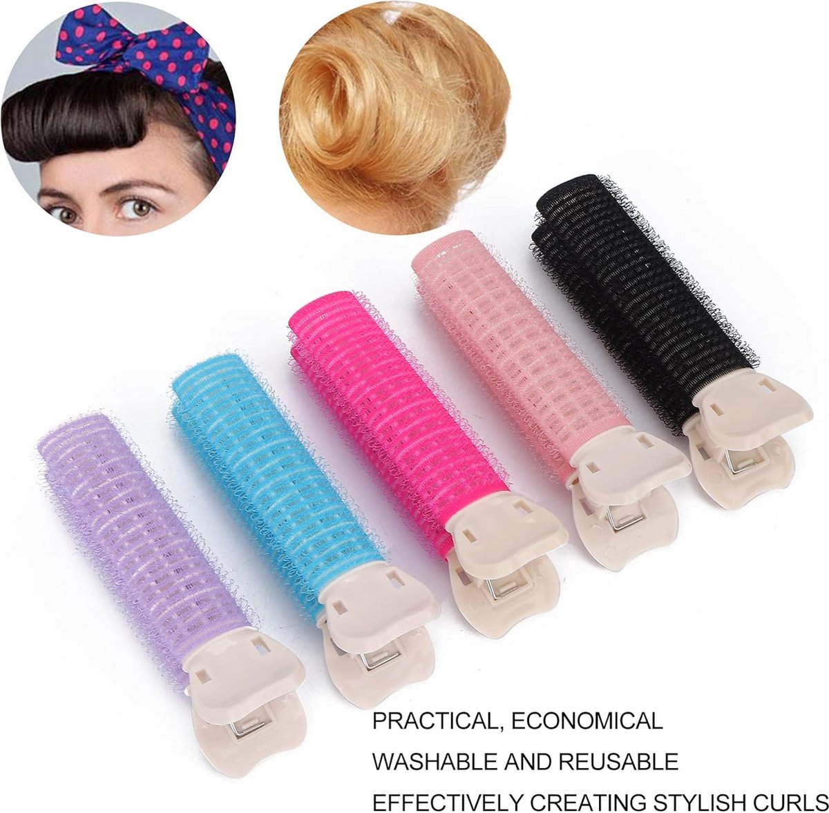 Volume Clips - 10 Pieces - Hair Clips - Hair Rollers - Heatless Curls - Curls Without Heat - Adhesive Rollers - Fixing Clip - Rollers - Curlers - Self-Adhesive - Heatless Curls - Volume Clips - For All Hair Types - No Damage to the Hair