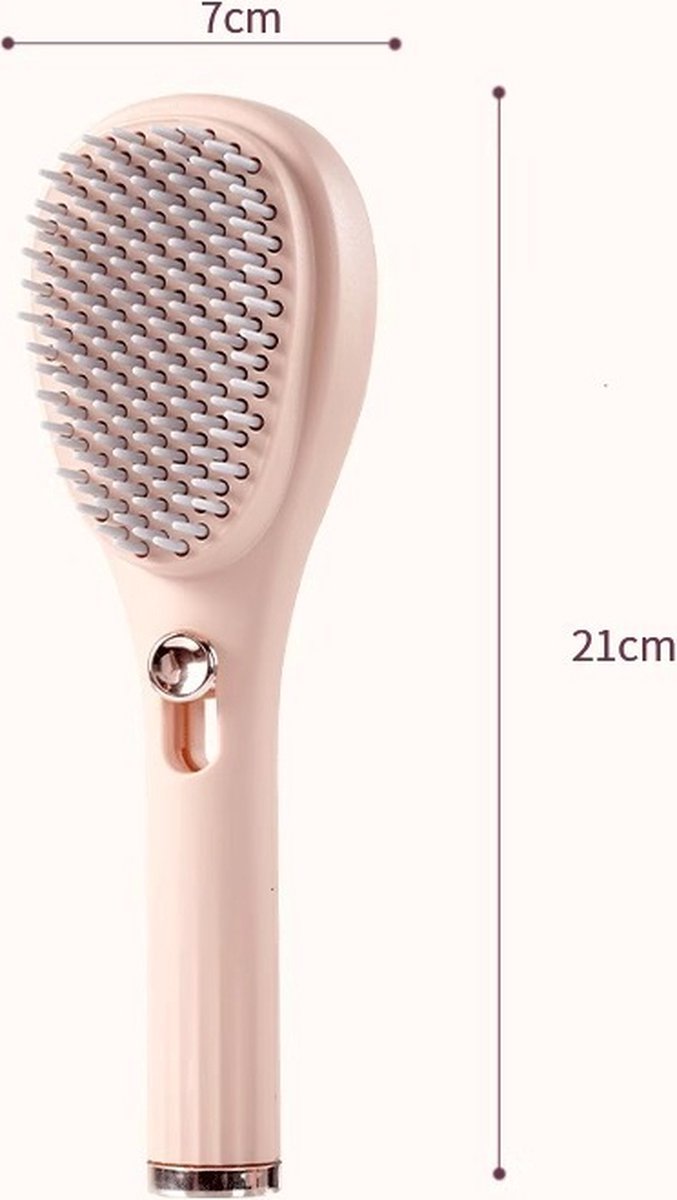 Anti-Tangle Hairbrush - Telescopic Self-Cleaning Brush - Head Massager - Hairbrushes for Women - Air Cushion Massage Combs - Multifunctional Anti-Static Massage Comb - Cleaning with One Click - Beige - 1 Piece