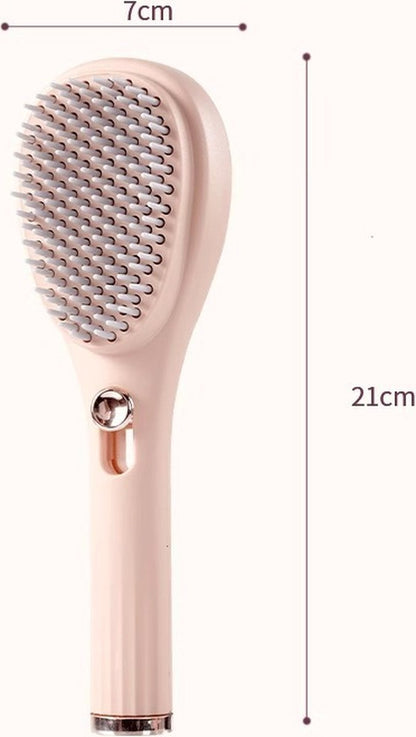 Anti-Tangle Hairbrush - Telescopic Self-Cleaning Brush - Head Massager - Hairbrushes for Women - Air Cushion Massage Combs - Multifunctional Anti-Static Massage Comb - Cleaning with One Click - Beige - 1 Piece