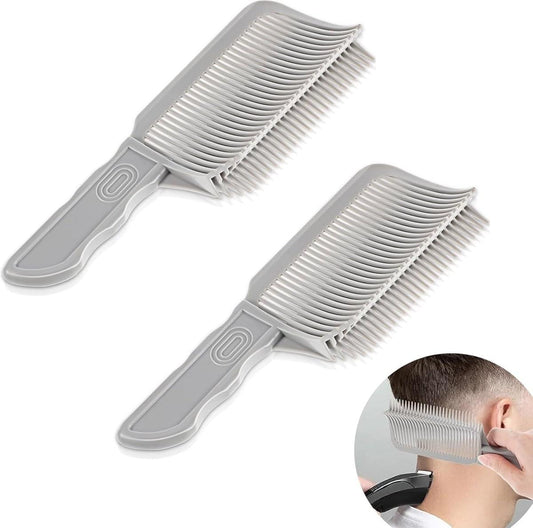 Two-piece light gray hair comb set with fine teeth and ergonomic handles