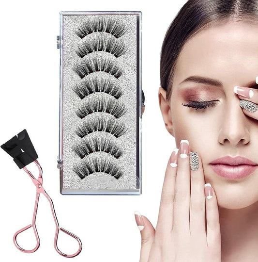Magnetic false eyelashes set with clip, reusable lashes in storage case