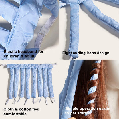 Heatless Curls - Curlers - Heatless Curler - Hair Curler - Curl Rollers - Create Curls Without Heat - Curlers - Hair Rollers - Overnight Curls - Self-Adhesive - Satin - Blue - Harmless & Tasteless