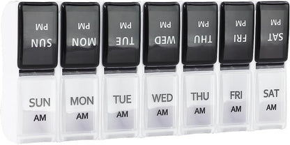 7-Day Pill Box - Portable Medicine Box - Removable Pill Box - Strong Lock Pill Boxes - Medicine Organizer - Morning / Evening Compartments - For On the Go - For Travel/Daily Use - For Vitamins, Fish Oil, Supplements, Medicines
