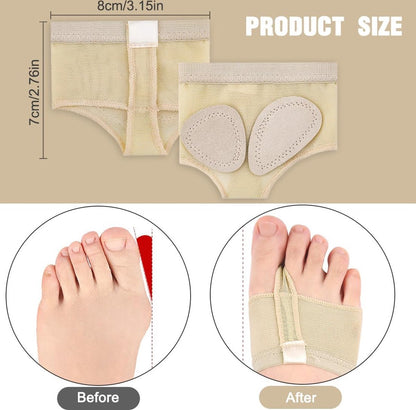 Forefoot Cushion - Heel Insoles - Anti-Slip Forefoot Insoles Heel Protection - Toe Protector Cushion - Anti-Slip Sock Pads - Fit All - Shock Absorbing - Set of 4 - Beige