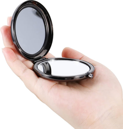 Makeup Mirror - Mirror - Hand Mirror - Pocket Mirror - Travel Mirror - Makeup Mirror - Mini Makeup Mirror - Foldable - Foldable - Compact - Portable - Black